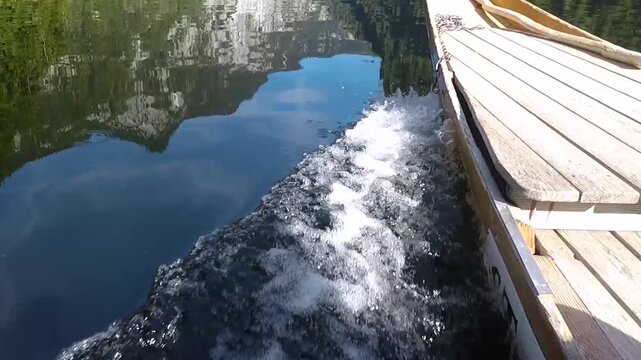 Boat trip on Lake Toplitzsee, Subjective tracking shot, Salzkammergut, Styria, Austria