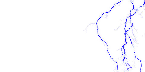 Set of lightnings. Thunder-storm and lightnings. Magic and bright lighting effects. Vector Illustration 