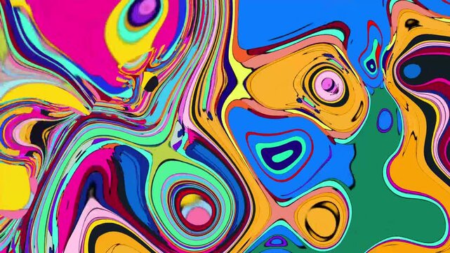 Abstract colorful background with a seamless psychedelic wave pattern for a vibrant, retro textile design 4k Abstract background video