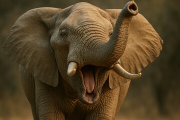 Majestic Trumpeting Elephant