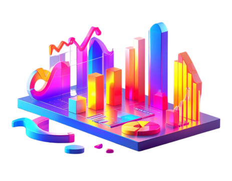 Modern Analytics Icons – Business Graphs, Flow Arrows, and Creative Graphic Elements PNG