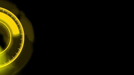 Compass gauge animation yellow dial faint globe measurement 4k ultra hd. Yellow compass dial overlay with faint globe outline black background 4k. - Powered by Adobe