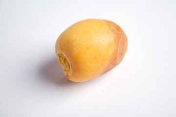 Ripe loquat fruit on white background