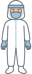 Medical Worker Illustration – PPE Hazmat Suit with Mask and Face Shield
