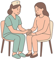 Nurse Illustration – Supporting and Comforting Patient
