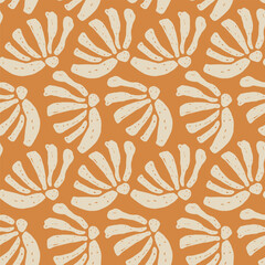 Seamless flower pattern with decorative texture. Ethnic tribal seamless pattern. Botanical doodle backgrounds. Abstract flowers. Repeated template for textile, wrapping paper, wallpaper, scrap.