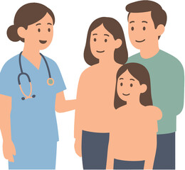 Nurse Talking to Family – Patient Education and Healthcare Support Illustration
