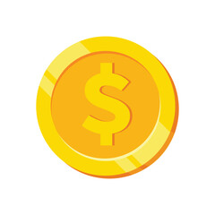 Golden Coin Icons with US Dollar Currency Symbols Vector Set. Illustration of shiny gold coins. Financial, economic, crypto, investment design concepts.