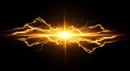 Electrical energy discharge with bright light on black background
