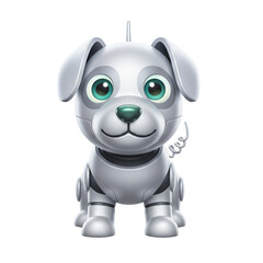 Cute robotic dog pet with green eyes