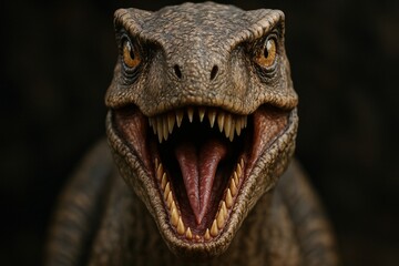 Snarling Velociraptor Close-Up