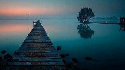 Obraz premium Wooden boardwalk leading to ocean high resolution image