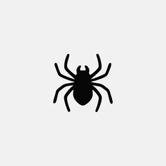 Halloween Spider Icon – Black Creepy Arachnid Silhouette Vector Illustration for Horror, Web, and Spooky Halloween Designs