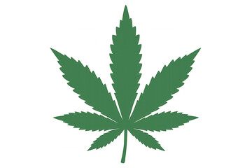 Cannabis leaf symbol for legal marijuana, medical hemp, or recreational weed, isolated on transparent background