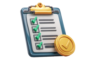 Checklist Clipboard with Gold Coin Symbol