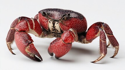 Majestic Crab: A captivating close-up of a vibrant, red crab showcases its detailed carapace and powerful claws, presenting an iconic marine animal