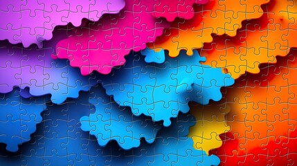 Colorful Jigsaw Puzzle Background with One Missing Piece Symbolizing Completion and Simplicity