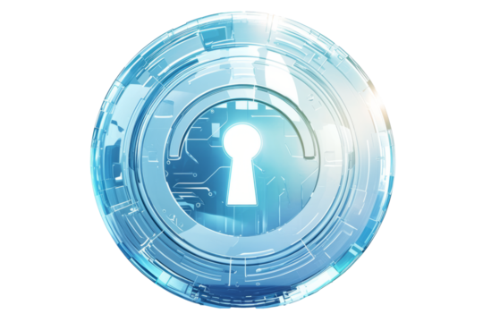 frosted-glass lock icon with keyhole and rim light