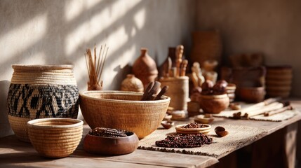 Sudanese Handicrafts with Woven Baskets and Jewelry  
