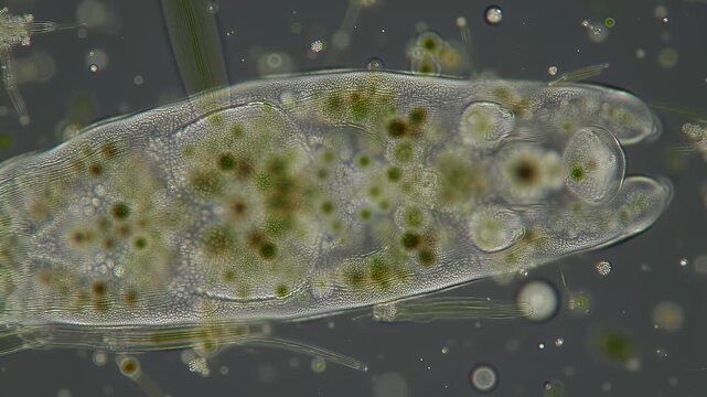 Amoeba Unicellular Protozoa Organism Microscopy in 4K Resolution with Pseudopods on Grey Background for Educational and Biological Visuals and Scientific Research Demonstrations