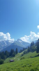 Clear blue sky over mountain ridge