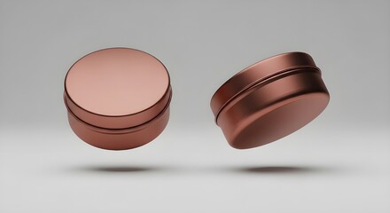 floating round metallic tins product mockup