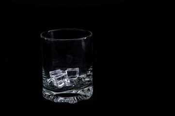 Empty glass on black background – minimalist studio setup