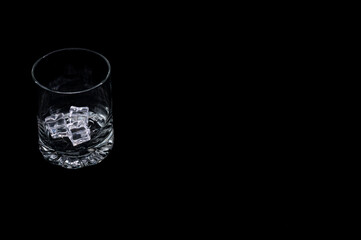 Empty glass on black background – minimalist studio setup