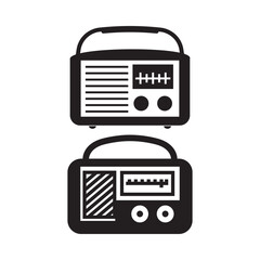 Vintage Radio Icons Set, Retro Radios, Classic Audio Devices, Nostalgic Electronics, Vector Illustration