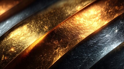 Shiny golden metallic abstract curved design high resolution image