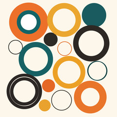 Abstract Colorful Circles Pattern with Geometric Shapes
