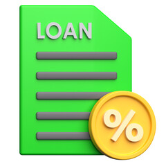 3D Loan Application Document Icon - Credit & Mortgage Finance Symbol