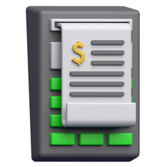 3D Financial Document Report Icon - Business Invoice & Statement Symbol