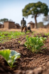 Traditional Rural Life in a Sudanese Village Scene
