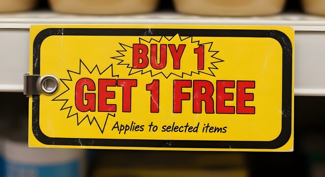buy 2 get 1 free price tag 