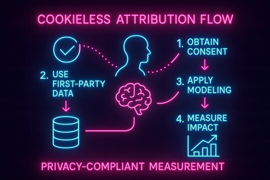 Cookieless Attribution Flow with Privacy-Focused Analytics and Marketing Measurement for Digital Advertising
