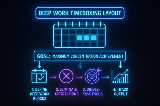 Deep Work Timeboxing Schedule with Focus Blocks for Productivity Enhancement