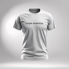 A simple essentials tshirt isolated on white background, perfect for everyday wear and casual occasions, showcasing minimalist style
