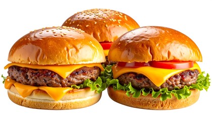 Three appetizing hamburgers