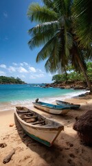 Colorful Fishing Boats at Bel Air Beach Guinea
