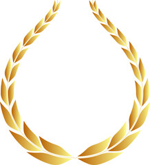 Elegant gold laurel wreath icon. A circular frame symbolizing victory, achievement, and honor. Isolated vector design for awards