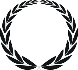 Elegant black laurel wreath icon. A circular frame symbolizing victory, achievement, and honor. Isolated vector design for awards