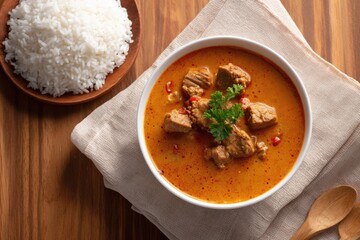 Peanut Soup and White Rice Traditional West African Meal
