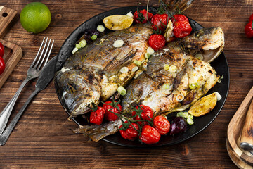 Grilled sea bream or dorada.