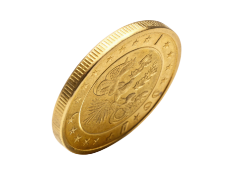 Shiny gold coin with intricate designs, featuring eagle and stars, symbolizes wealth and prosperity. Its unique shape and texture add to its