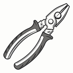 A detailed illustration of a versatile combination plier tool with a grey and black handle isolated on a clean white background ready for use in various diy projects and repairs