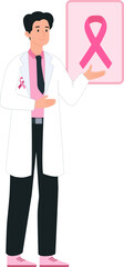 Doctor promoting breast cancer awareness