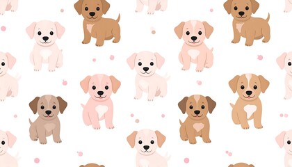 Cute puppy pattern on white background