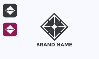 Four arrows up down left right forming square vector logo design, simple modern black isolated on white background