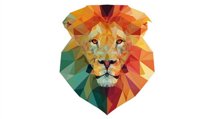 Abstract Low Poly Lion Head in Vibrant Colors